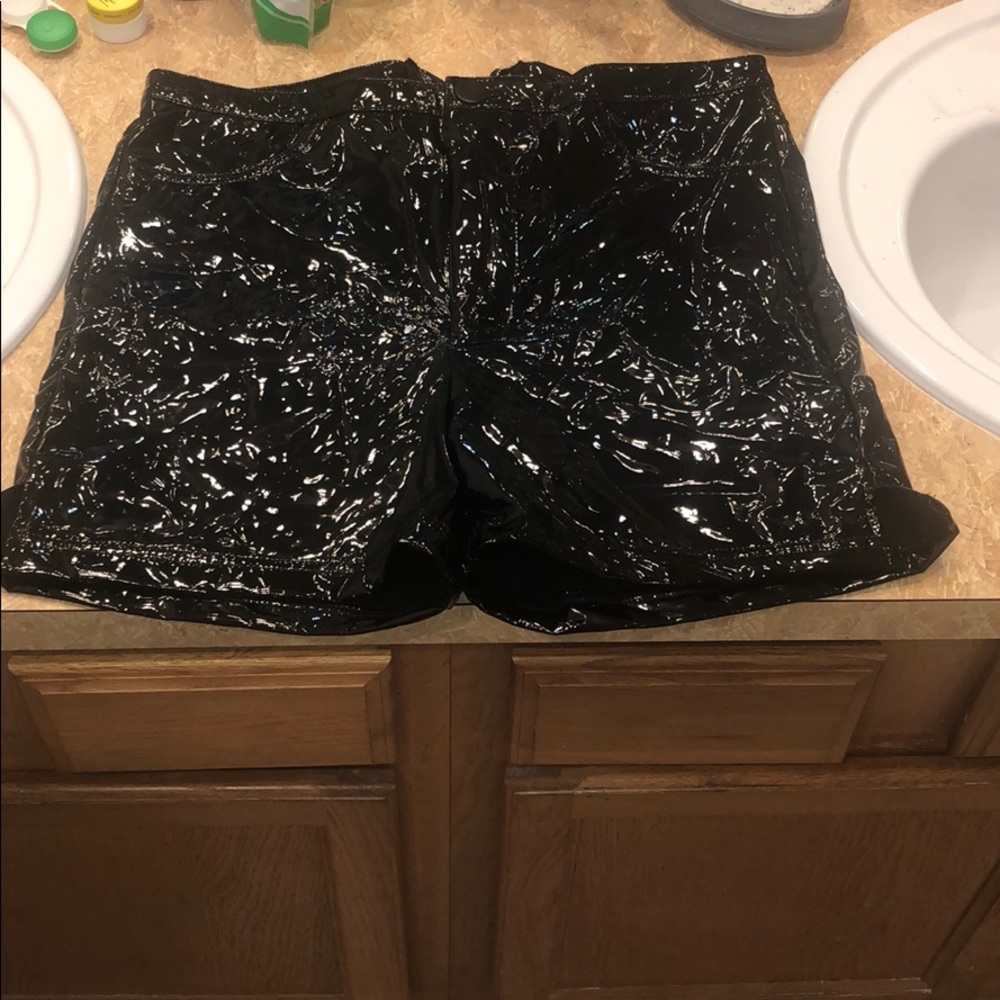 Patent leather shorts